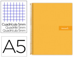 Cuaderno espiral Liderpapel Crafty A5 tapa extradura 120h micro 90g c/5mm. color naranja